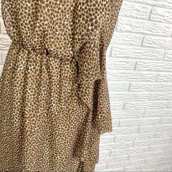 H&M Leopard Print Asymmetrically Ruffled Dress Size 12 - Picture 3 of 7